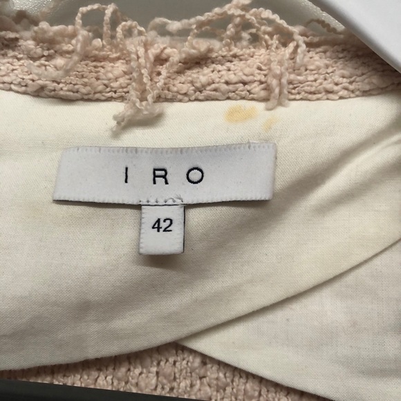 IRO Shavani Fringe Trim Blazer Jacket Neutral Pink - Picture 3 of 7